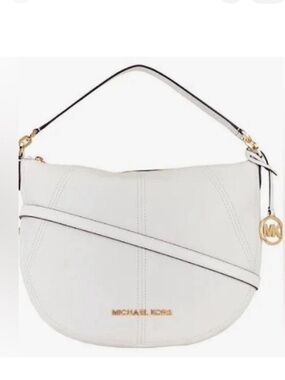 MICHAEL Michael Kors BEDFORD🤍WHITE🤍LEATHER MEDIUM CRESCENT SHOULDER BAG🌟NWT🌟
